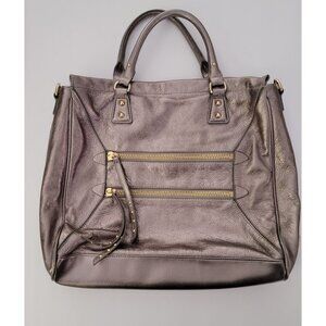 Steven By Steve Madden Metallic Tote Bag With Dual Handles & Zipper Accents